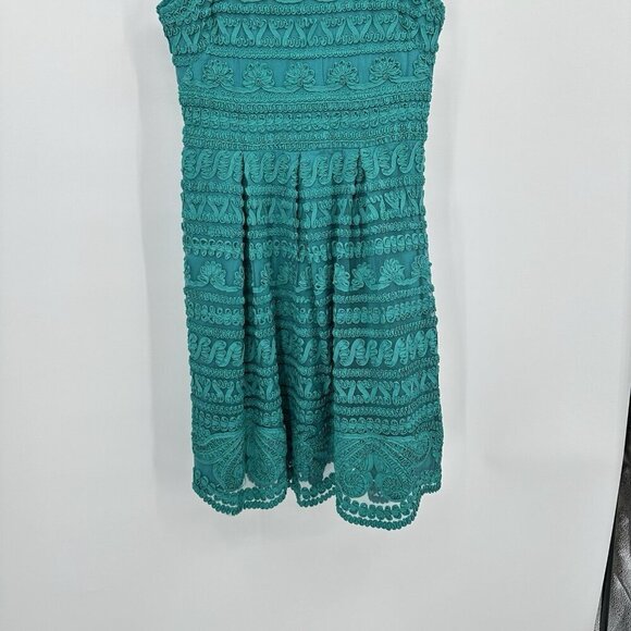 YOANA BARASCHI dress fit flare lace sheer mesh vintage inspired party green 4 - Picture 4 of 10